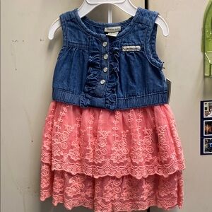 Denim and Pink Lace Dress